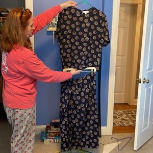 Pure silk size medium printed top and wrap skirt